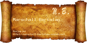 Marschall Bertalan névjegykártya